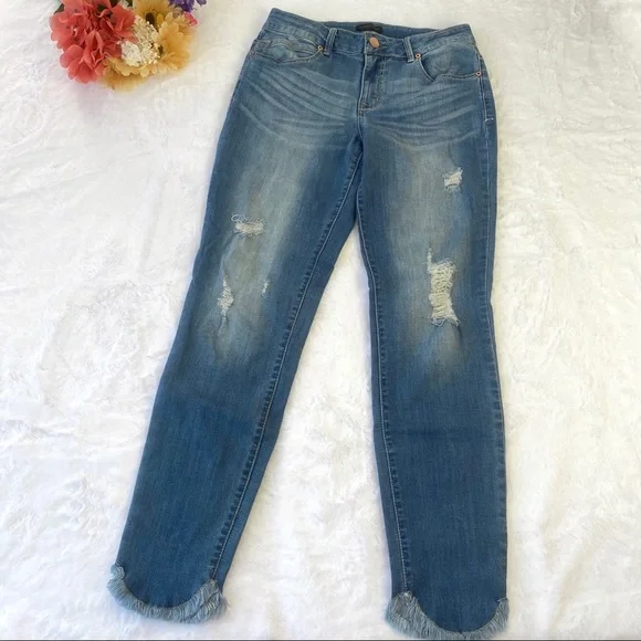Catherine Malandrino Distressed Blue Skinny Jeans - Picture 1 of 8